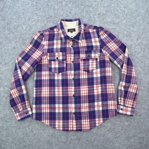 APC Rue Madame Paris Shirt Mens Small Wool Button Up Flannel Plaid Long Sleeve